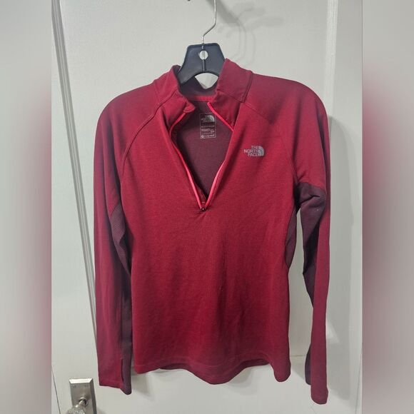 The North Face Womens Burgundy Zip-Up Pullover Sz Small - Picture 5 of 6
